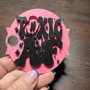 Pink and Black 'Toxic AF' 40 oz Stanley topper